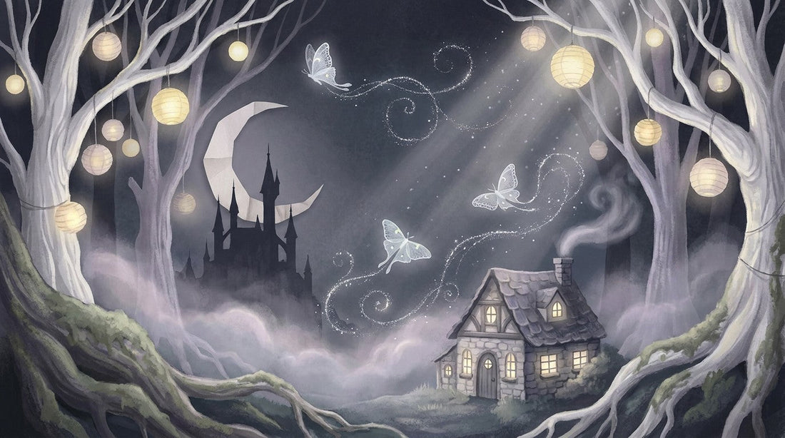 The Moonmoth Atelier, lit deep in the bone-lantern forest