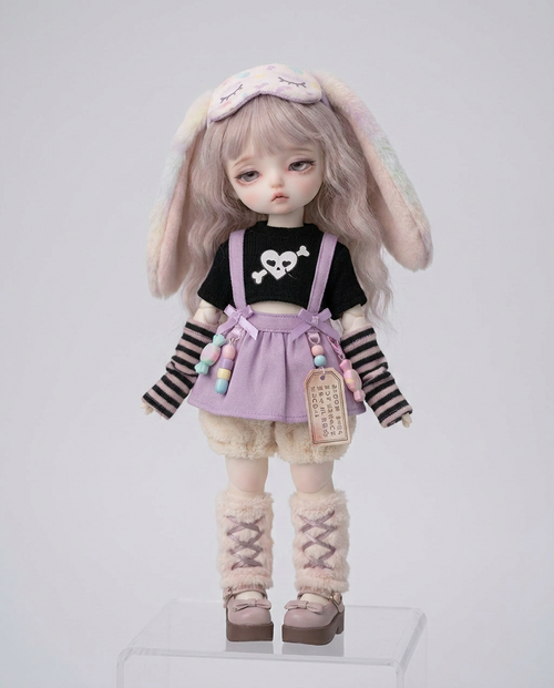 Lullaby Bunny BJD doll wearing the pastel goth outfit