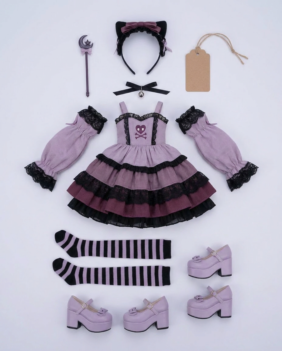 Nightcat outfit flat-lay